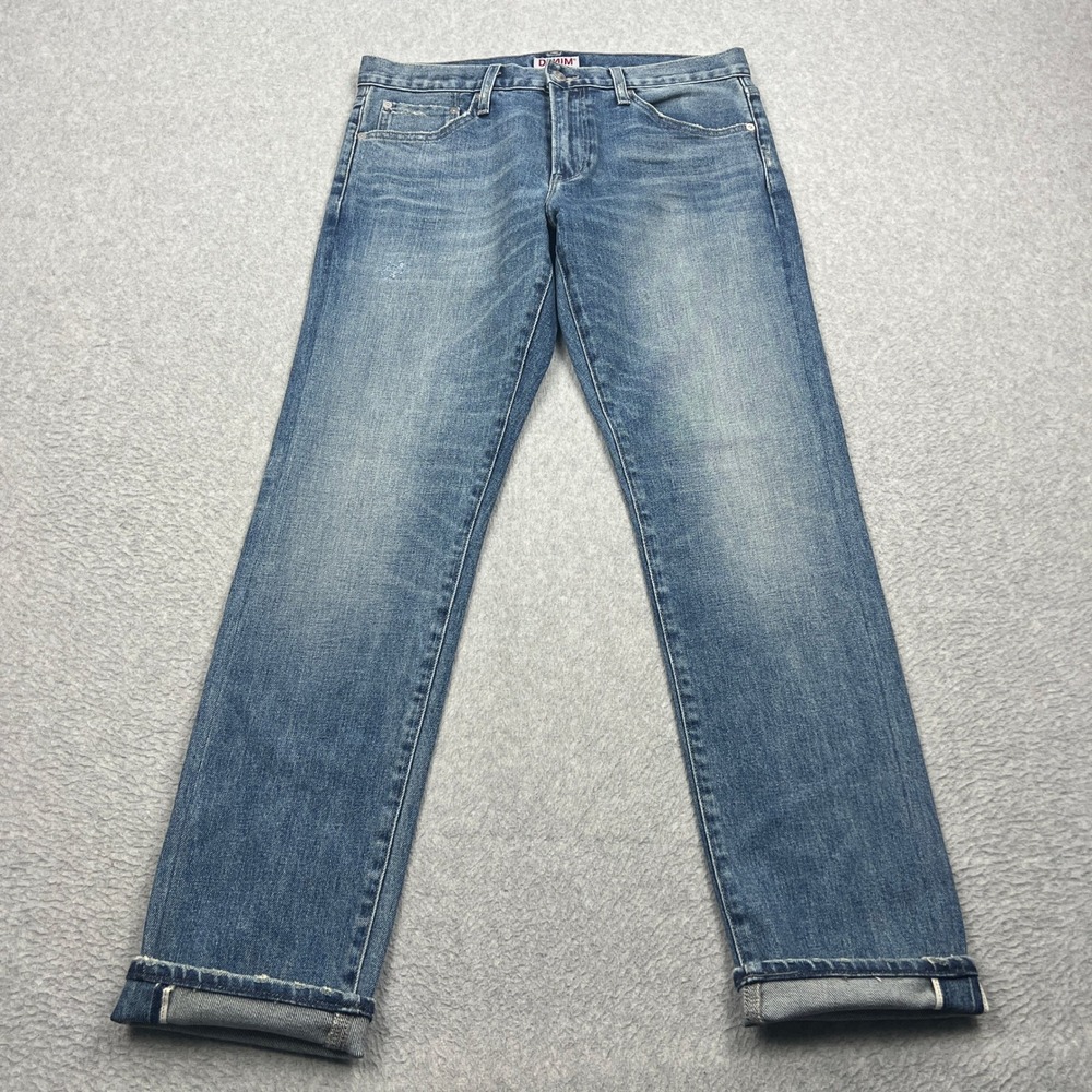 S.M.N Denim Selvedge Jeans Mens 31 Blue Medium Wash Hunter Standard Slim Redline